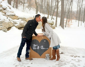 it's a... gender reveal balloon box sign chalkboard printable digital file sibling party