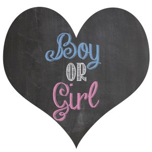 Boy or Girl gender reveal balloon box sign chalkboard printable digital file BLUE and PINK