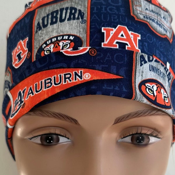 Auburn Tigers - Adjustable, Fold Up Scrub Hat with Matching Badge Reel Option