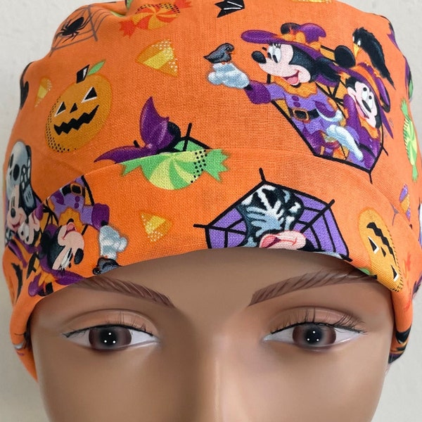 Mickey Mouse and Friends Halloween Scrub Hat - Adjustable, Fold Up