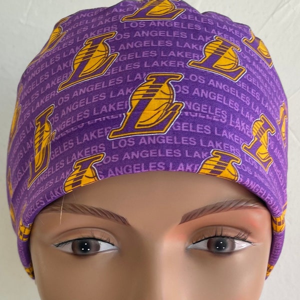 LA Lakers Scrub Hat - Adjustable, Fold Up with Matching Badge Reel Option