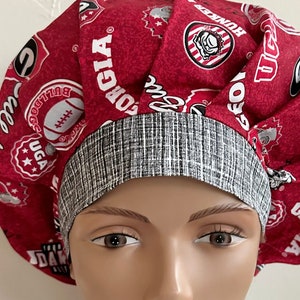 Georgia Bulldogs Bouffant Scrub Hat with Matching Badge Reel Option