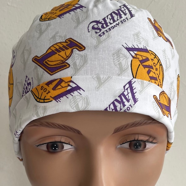 LA Lakers Scrub Hat - Adjustable, Fold Up with Matching Badge Reel Option