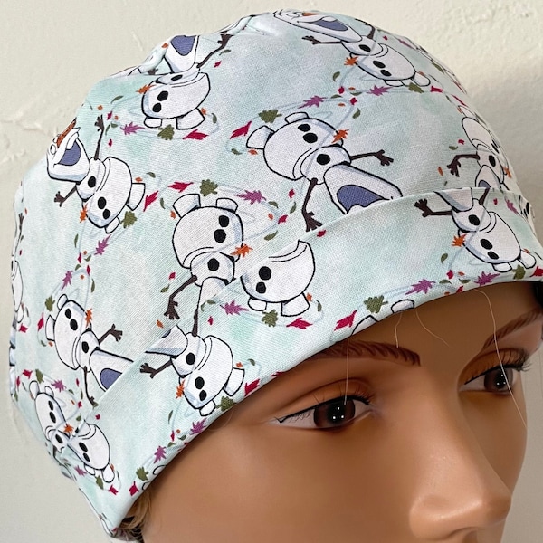 Frozen Olaf - Adjustable, Fold Up Scrub Hat with Matching Badge Reel Option