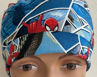 Spiderman - Adjustable,Fold Up Scrub Hat