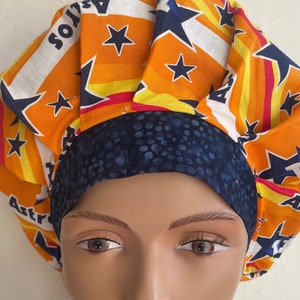 Houston Astros Bouffant Scrub Hat with Matching Badge Reel Option