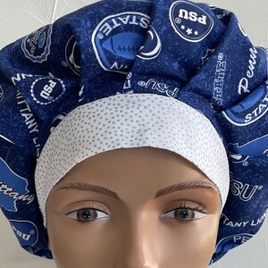 Penn State Bouffant Scrub Hat with Matching Badge Reel Option