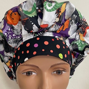 Halloween Gnomes in Costumes - Bouffant Scrub Hat