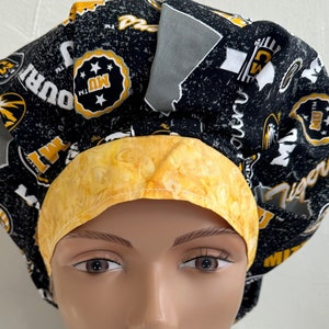 Missouri University Bouffant Scrub Hat with Matching Badge Reel Option