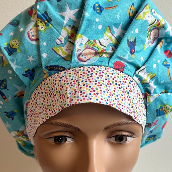 Toy Story Bouffant Scrub Hat with Matching Badge Reel Option