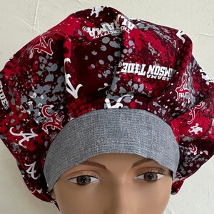 Alabama Bouffant Scrub Hat with Matching Badge Reel Option