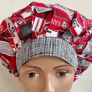Georgia Bulldogs Bouffant Scrub Hat with Matching Badge Reel Option