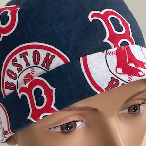 Boston Red Sox Scrub Hat - Adjustable Fold Up. With Matching Badge Reel Option