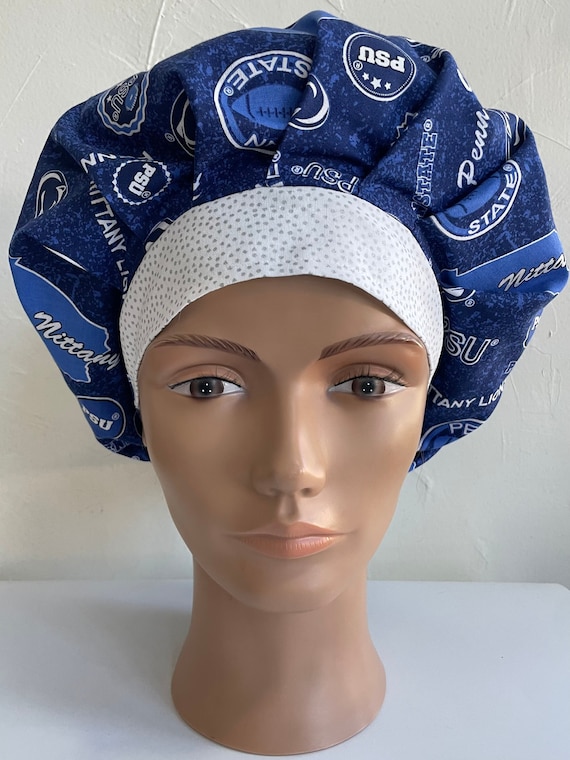 Penn State Bouffant Scrub Hat With Matching Badge Reel Option 