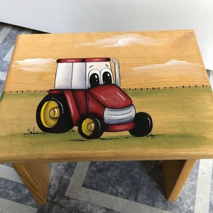 Handmade Stool, Tractor Stool, Kids Step Stool, Farm Stool, Tractor Step Stool, Personalized Stool, Farm Nursery, Boy Stool, Tractor