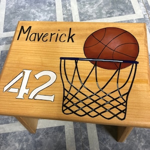Kids stool,Sport Lover, Handmade Stool, Hand painted Stool,Basketball Step Stool,  kids foot stool,Personalized stool, Hand painted