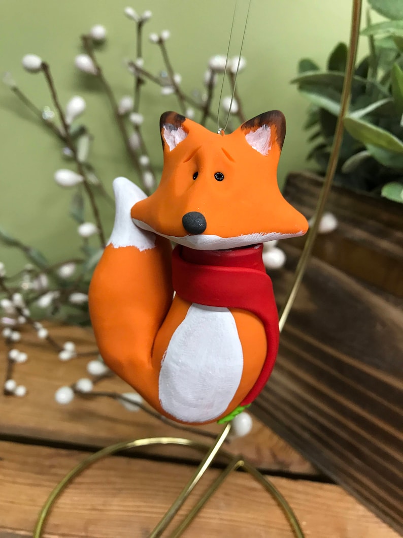 Fox Ornament Fox Christmas Ornament Clay Fox Ornament Etsy