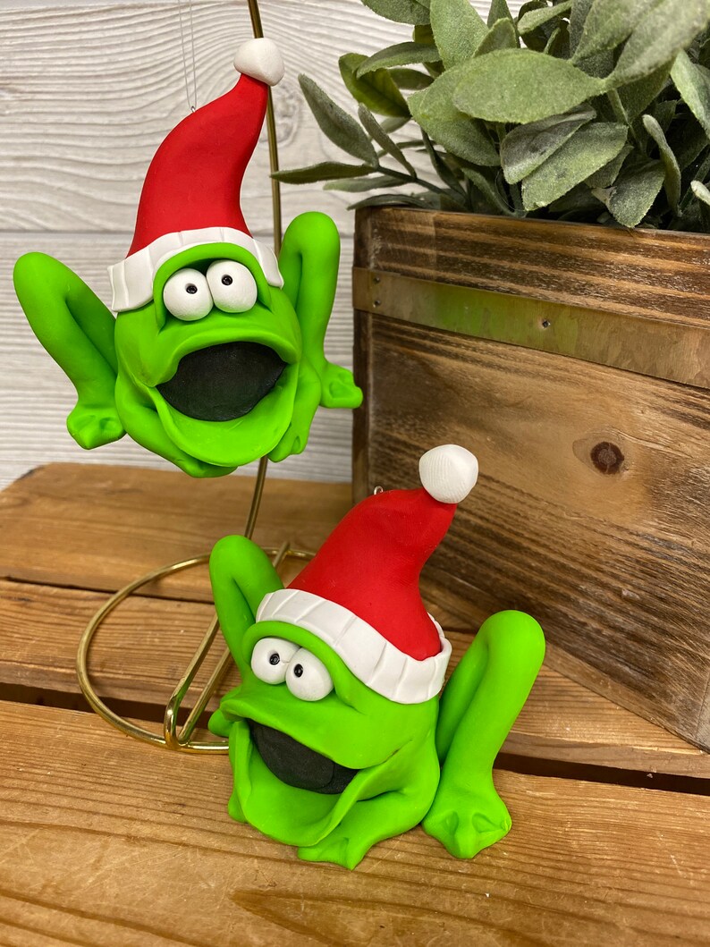 Frog Ornament Polymer Clay Frog Ornament Frog Christmas Etsy