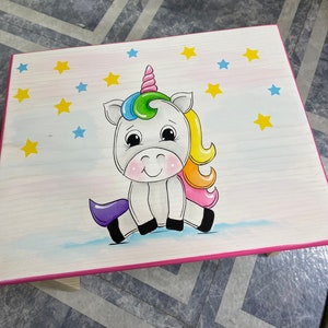 Kids step Stool, Unicorn Step Stool, Whimsical step stool, kids foot stool,Personalized stool, Hand painted kids furniture, unicorn