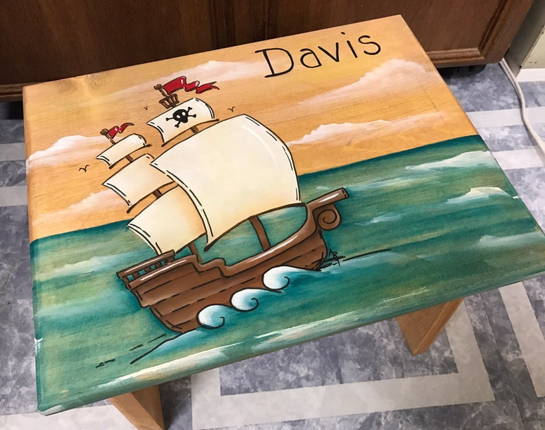 Pirate Ship Pirates Pirate Nursery Baby Shower Pirate Ship foot stool,Personalized stool Pirate Step Stool Gifts for Kids