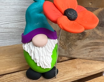 Gnome with Flower, Flowers, sprint gnome, home decor