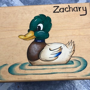 Step stool, Kids Step Stool, duck Personalized Children&#39;s Step Stool, Mallard duck Kids Bathroom step stool, Hand painted