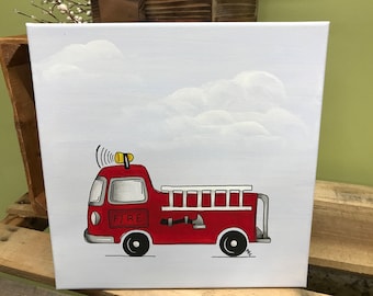 Fire Truck Wall Art, Automobile Nursery, Fire Truck Print, Fire Engine Wall Art, Car Decor, Transportation Decor, Nursery, Fire Truck