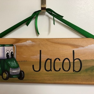 Tractor Name Sign, Personalized Name Board, Kids Name Plaque, Custom Name Sign, Farm Nursery Decor, Tractor, Personalized Sign