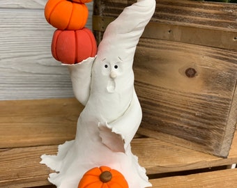 Ghost Holding Pumpkins, Ghosts and Pumpkins, Halloween Ghost, Ghosts, Ghost, Halloween Decoration, pumpkins