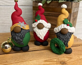 Gnomes,  Christmas Gnome, Holiday Gnome, Black Santa Gnome, Santa Gnome, Christmas Decor, Christmas