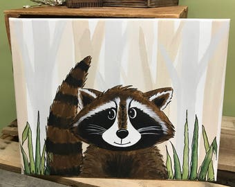 Raccoon Wall Art, Woodland Nursery, Raccoon Print, Raccoon Wall Decor. Woodland Wall Art, Raccoon Decor, Woodland Decor, Nursery