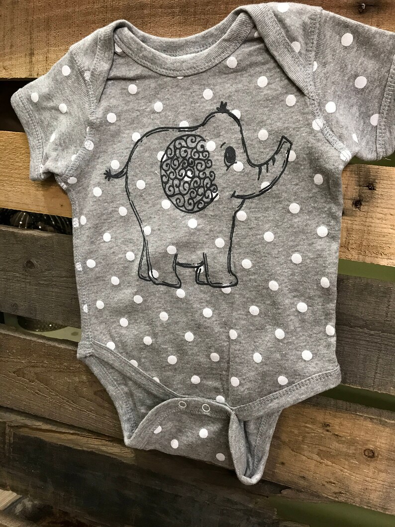 Baby Outfit, Elephant Baby Cloths, Elephant Baby Onesie, Grey Elephant Outfit, Elephant Baby Outfit image 3