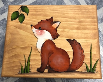 Kids step Stool, Fox Step Stool, Wildlife step stool, kids foot stool,Personalized stool, Hand painted kids furniture, Fox, Fox Stool