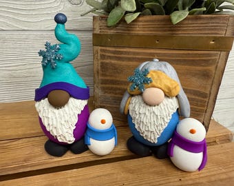 Winter gnomes, clay holiday gnome