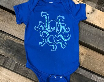 Baby Outfit, Octopus Baby Cloths, Octopus Baby Onesie, Blue Octopus Outfit, Octopus Baby Outfit, Fish, Nautical