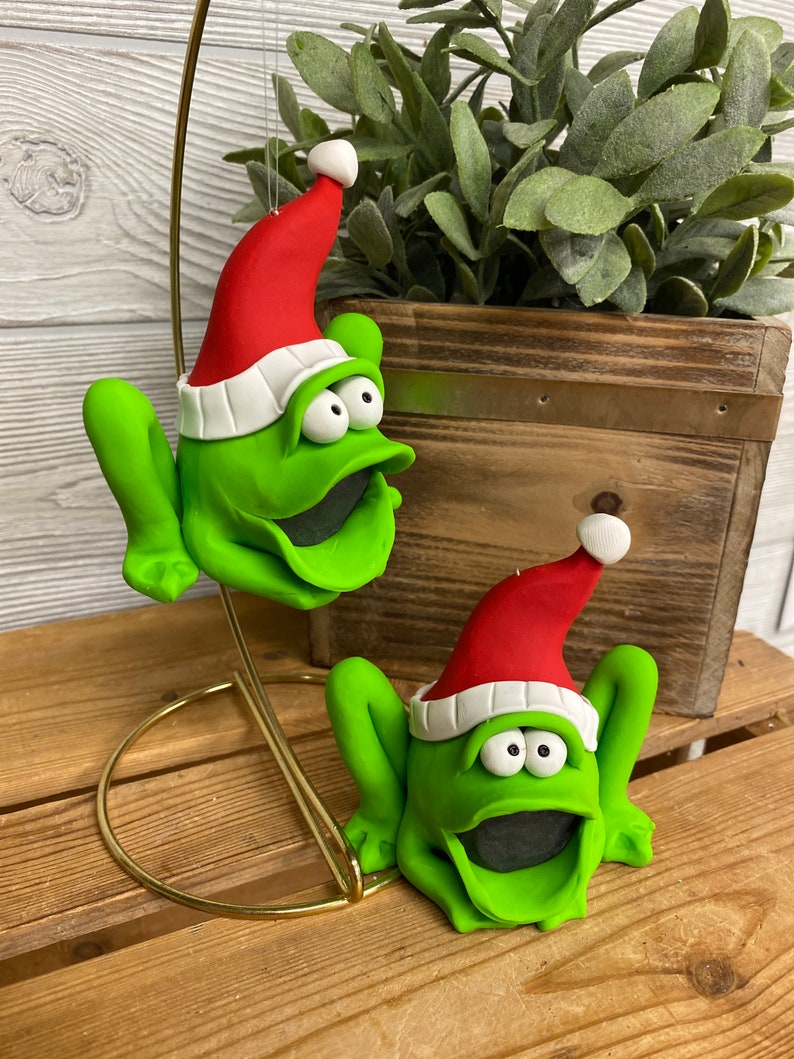 Frog Ornament Polymer Clay Frog Ornament Frog Christmas Etsy