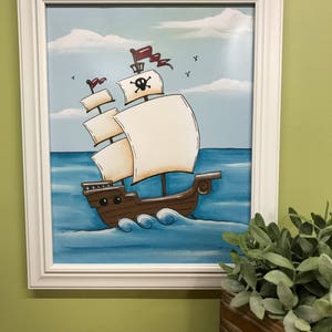 Pirate Ship Print, Pirate Ship Wall Art, Pirate Nursery, Nautical Nursery, Pirate Bathroom