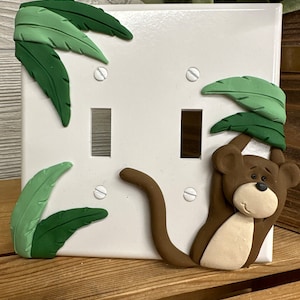 Monkey Switch Plate Cover, Double Switch Plate, Jungle Decor, Monkey