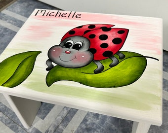 Step Stool, Girls Step Stool, Personalized Step Stool,  Lady Bug Stool, Kids Stool, Girls Decor, Lady Bug, Personalized Stool