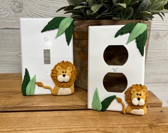 Lion Switch Plate Cover, Single Switch Plate, Jungle Decor, Lion