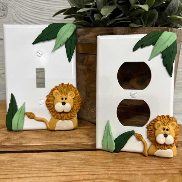 Lion Switch Plate Cover, Single Switch Plate, Jungle Decor, Lion