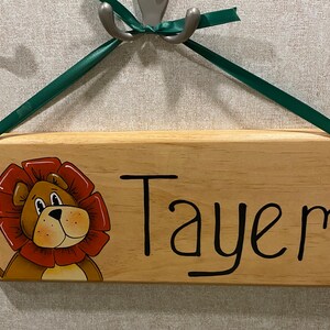 Child name sign, kids bedroom decor, wildlife nursery name sign, baby name sign,kids name decor,  hand painted, Lion