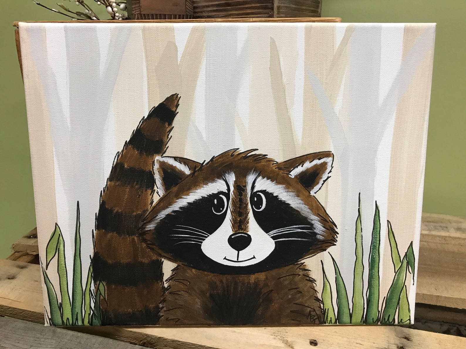 Raccoon Wall Art Woodland Nursery Raccoon Print Raccoon Etsy