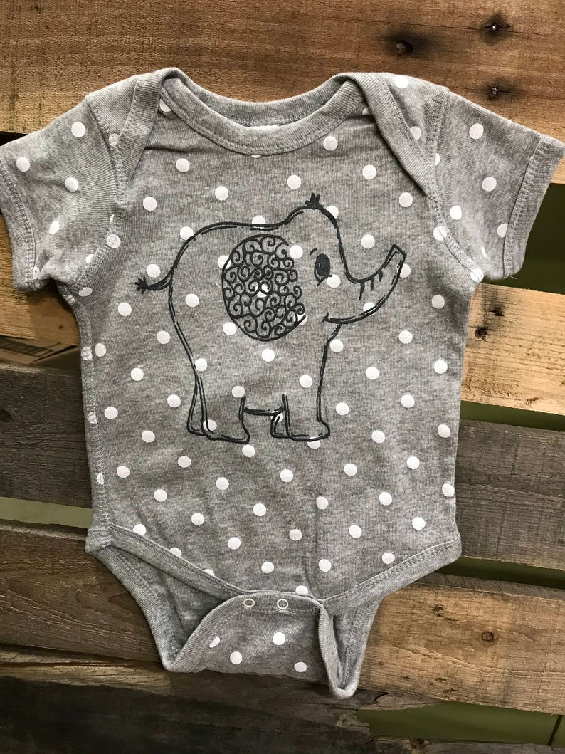 Baby Outfit, Elephant Baby Cloths, Elephant Baby Onesie, Grey Elephant Outfit, Elephant Baby Outfit image 2