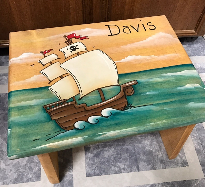Pirate Ship Pirates Pirate Nursery Baby Shower Pirate Ship foot stool,Personalized stool Pirate Step Stool Gifts for Kids