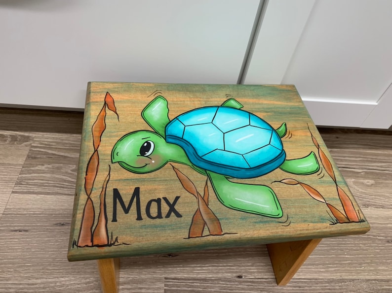 Turtle Stool Personalized Sea Turtle Step Stool, Handmade Wooden Kids Stool - Etsy
