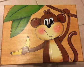 Step Stool, Kids Step Stool, Monkey Stool, Children's Step Stool, Personalized Stool, Jungle Nursery, Bathroom step stool, Monkey Theme