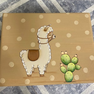 Kids step Stool, Llama Step Stool, Wildlife step stool, kids foot stool,Personalized stool, Hand painted kids furniture, Llama, Llama Stool image 3