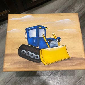 Kids step Stool, Truck Step Stool, Bulldozer step stool, kids foot stool,Personalized stool, construction, bulldozer