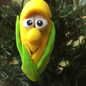 Handmade Corn Cob Christmas Ornament, Polymer Clay Decoration, Holiday Farm Vegetable